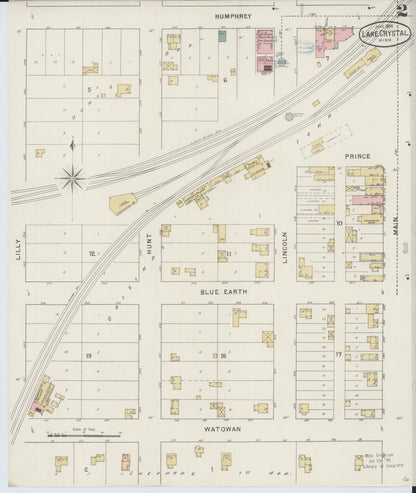 Sanborn Fire Insurance Map from Lake Crystal, Blue Earth County, Minnesota (1894), Sheet #0002 - Complete Map Set gallery image, historic Sanborn map, vintage wall art, Minnesota Minnesota