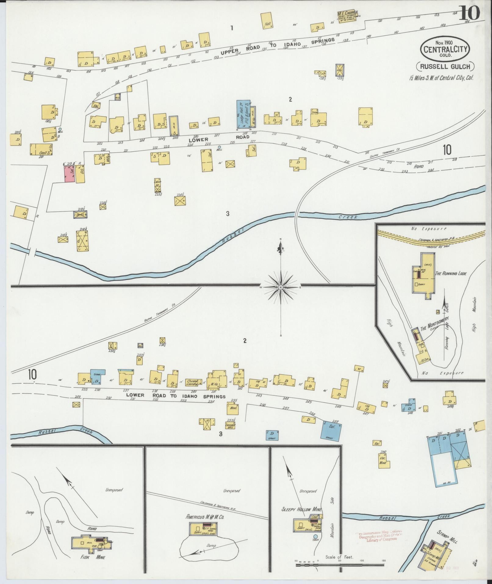 Sanborn Fire Insurance Map from Central City, Gilpin County, Colorado (1900), Sheet #0010 - Historic Sanborn Fire Insurance Map Print, vintage old map wall art, antique decor, genealogy gift, Colorado Colorado map