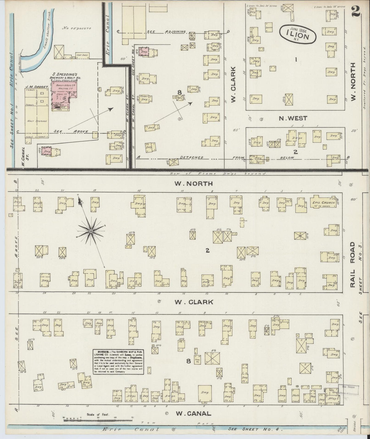 Sanborn Fire Insurance Map from Ilion, Herkimer County, New York (1884), Sheet #0002 - Complete Map Set gallery image, historic Sanborn map, vintage wall art, New York New York