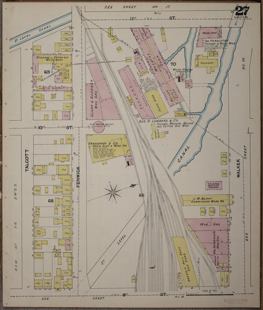 Sanborn Fire Insurance Map from Augusta, Richmond County, Georgia (1890), Sheet #0027 - Historic Sanborn Fire Insurance Map Print, vintage old map wall art, antique decor, genealogy gift, Georgia Georgia map
