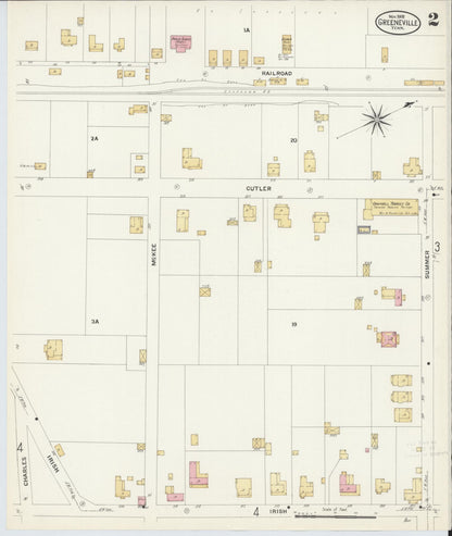 Sanborn Fire Insurance Map from Greeneville, Greene County, Tennessee (1908), Sheet #0002 - Complete Map Set gallery image, historic Sanborn map, vintage wall art, Tennessee Tennessee
