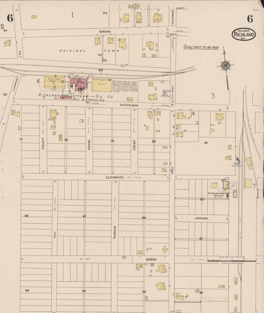 Sanborn Fire Insurance Map from Richland, Stewart County, Georgia (1922), Sheet #0006 - Historic Sanborn Fire Insurance Map Print, vintage old map wall art, antique decor, genealogy gift, Georgia Georgia map