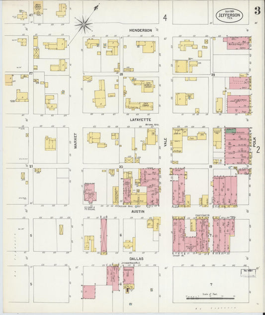 Sanborn Fire Insurance Map from Jefferson, Marion County, Texas (1901), Sheet #0003 - Historic Sanborn Fire Insurance Map Print, vintage old map wall art, antique decor, genealogy gift, Texas Texas map
