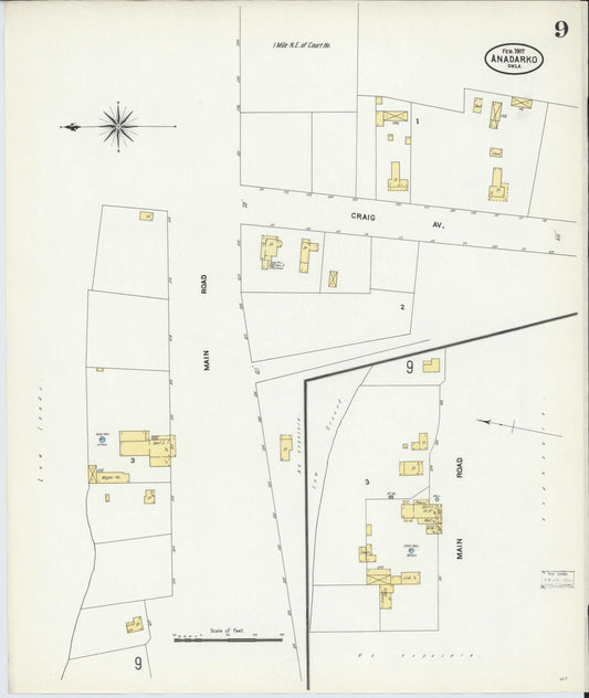 Sanborn Fire Insurance Map from Anadarko, Caddo County, Oklahoma (1907), Sheet #0009 - Historic Sanborn Fire Insurance Map Print, vintage old map wall art, antique decor, genealogy gift, Oklahoma Oklahoma map