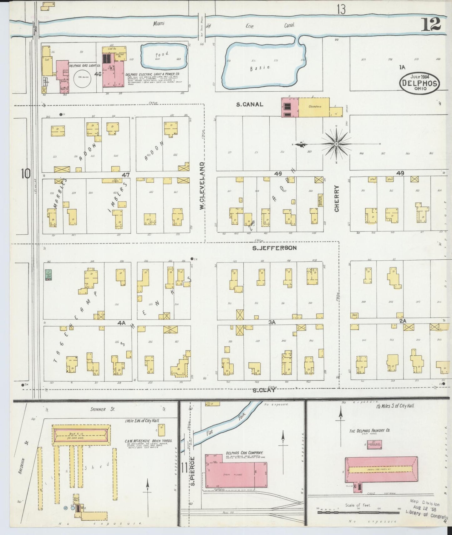 Sanborn Fire Insurance Map from Delphos, Van Wert And Allen Counties, Ohio (1904), Sheet #0012 - Historic Sanborn Fire Insurance Map Print, vintage old map wall art, antique decor, genealogy gift, Ohio Ohio map