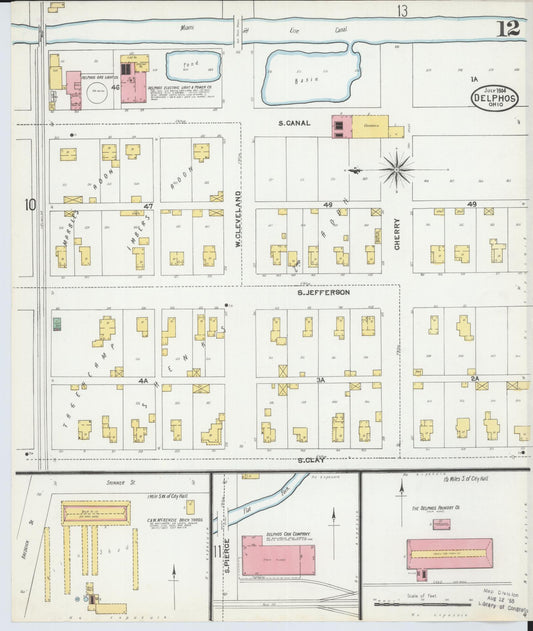 Sanborn Fire Insurance Map from Delphos, Van Wert And Allen Counties, Ohio (1904), Sheet #0012 - Historic Sanborn Fire Insurance Map Print, vintage old map wall art, antique decor, genealogy gift, Ohio Ohio map