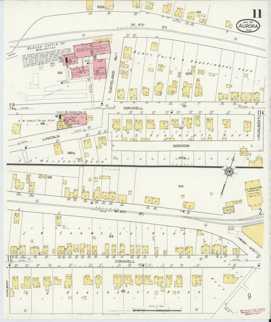 Sanborn Fire Insurance Map from Aurora, Dearborn County, Indiana (1917), Sheet #0011 - Historic Sanborn Fire Insurance Map Print, vintage old map wall art, antique decor, genealogy gift, Indiana Indiana map