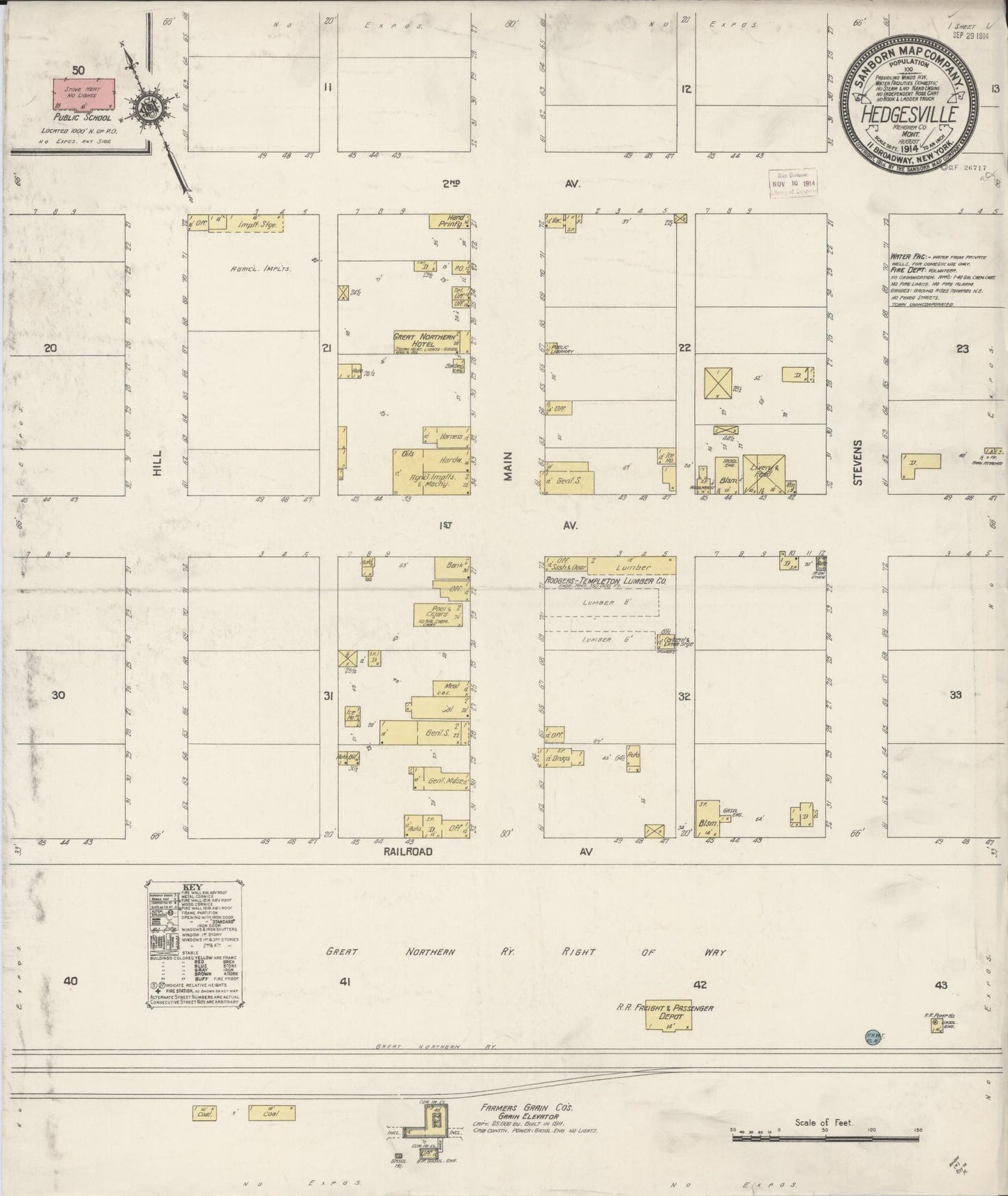 Sanborn Fire Insurance Map from Hedgesville, Wheatland County, Montana. (1914) – Historic Sanborn Fire Insurance Map Print