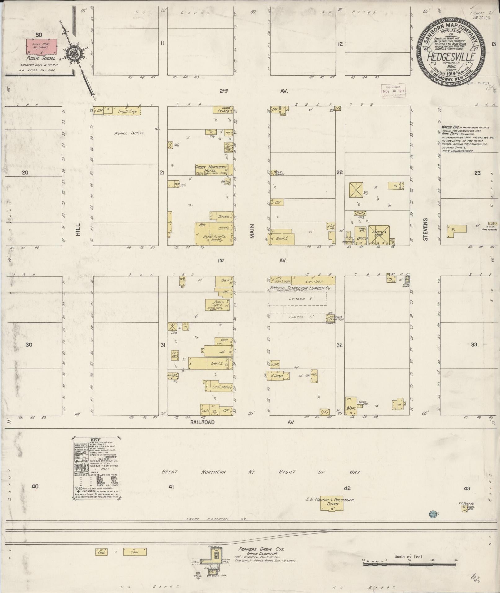 Sanborn Fire Insurance Map from Hedgesville, Wheatland County, Montana. (1914) – Historic Sanborn Fire Insurance Map Print