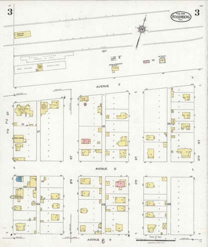 Sanborn Fire Insurance Map from Rosenberg, Fort Bend County, Texas (1926), Sheet #0003 - Historic Sanborn Fire Insurance Map Print, vintage old map wall art, antique decor, genealogy gift, Texas Texas map
