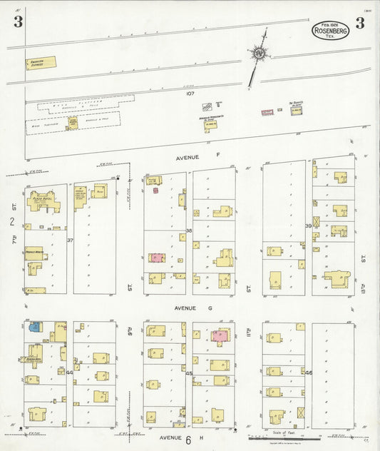 Sanborn Fire Insurance Map from Rosenberg, Fort Bend County, Texas (1926), Sheet #0003 - Historic Sanborn Fire Insurance Map Print, vintage old map wall art, antique decor, genealogy gift, Texas Texas map