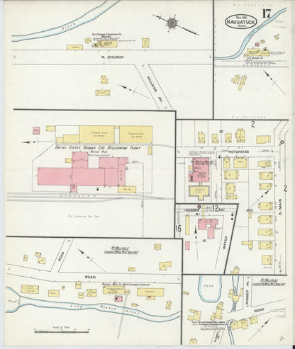 Sanborn Fire Insurance Map from Naugatuck, New Haven County, Connecticut (1910), Sheet #0017 - Complete Map Set gallery image, historic Sanborn map, vintage wall art, Connecticut Connecticut