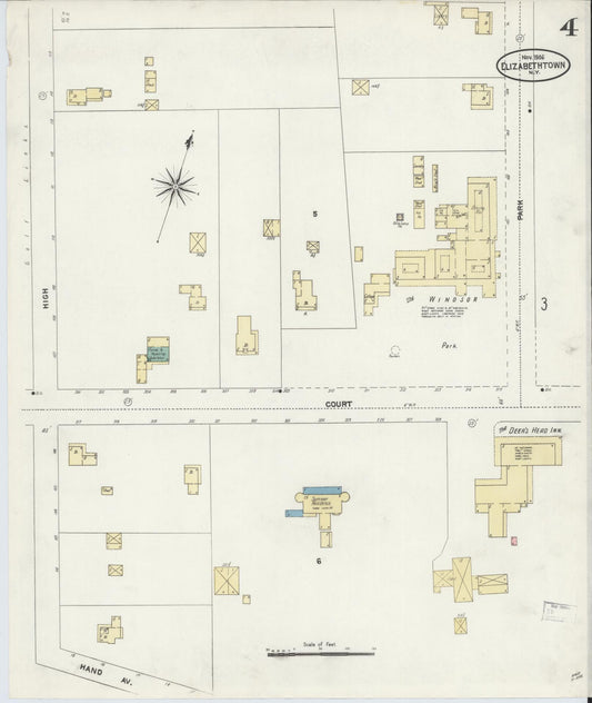 Sanborn Fire Insurance Map from Elizabethtown, Essex County, New York (1906), Sheet #0004 - Historic Sanborn Fire Insurance Map Print, vintage old map wall art, antique decor, genealogy gift, New York New York map