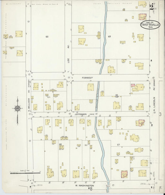 Sanborn Fire Insurance Map from Fayetteville, Lincoln County, Tennessee (1914), Sheet #0002 - Historic Sanborn Fire Insurance Map Print, vintage old map wall art, antique decor, genealogy gift, Tennessee Tennessee map