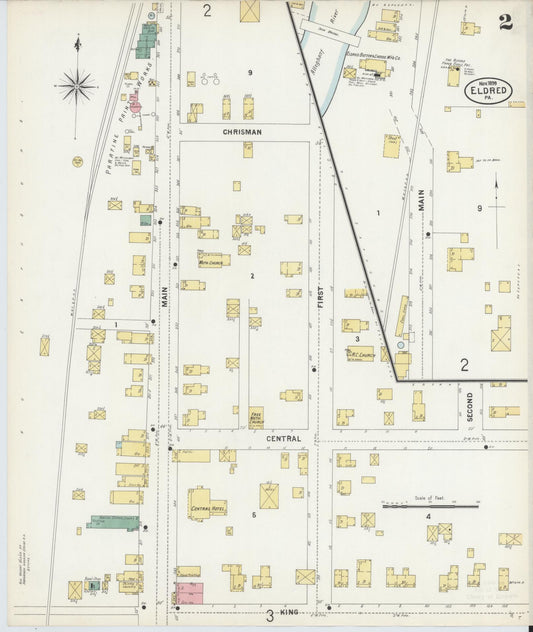 Sanborn Fire Insurance Map from Eldred, McKean County, Pennsylvania (1899), Sheet #0002 - Historic Sanborn Fire Insurance Map Print, vintage old map wall art, antique decor, genealogy gift, Pennsylvania Pennsylvania map