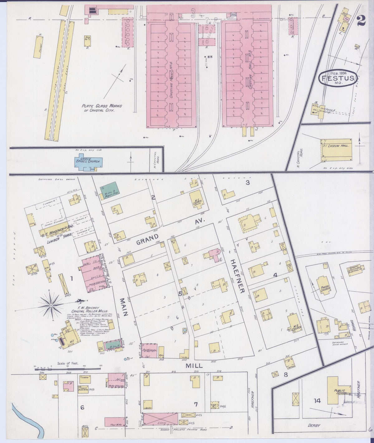 Sanborn Fire Insurance Map from Festus, Jefferson County, Missouri (1894), Sheet #0002 - Complete Map Set gallery image, historic Sanborn map, vintage wall art, Missouri Missouri