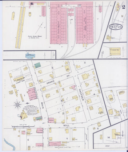 Sanborn Fire Insurance Map from Festus, Jefferson County, Missouri (1894), Sheet #0002 - Complete Map Set gallery image, historic Sanborn map, vintage wall art, Missouri Missouri