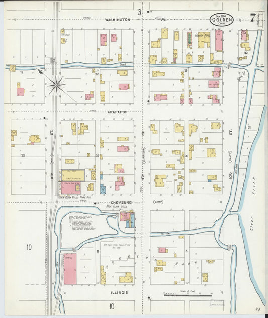 Sanborn Fire Insurance Map from Golden, Jefferson County, Colorado (1906), Sheet #0007 - Historic Sanborn Fire Insurance Map Print, vintage old map wall art, antique decor, genealogy gift, Colorado Colorado map