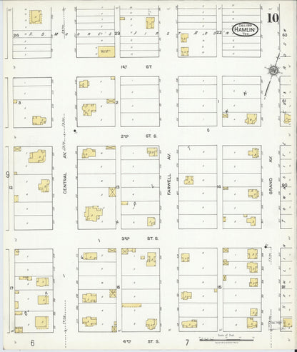 Sanborn Fire Insurance Map from Hamlin, Jones County, Texas (1919), Sheet #0010 - Complete Map Set gallery image, historic Sanborn map, vintage wall art, Texas Texas
