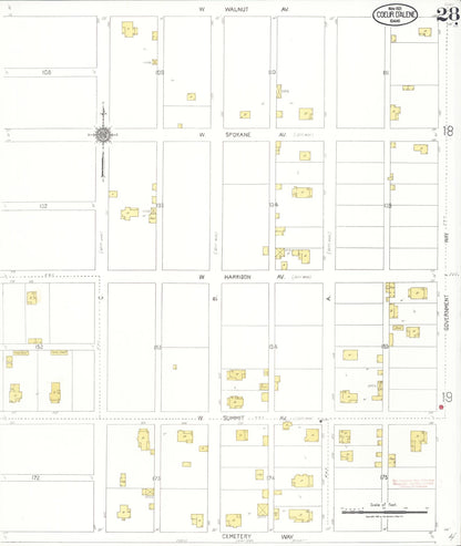 Sanborn Fire Insurance Map from Coeur D'alene, Kootenai County, Idaho (1921), Sheet #0028 - Complete Map Set gallery image, historic Sanborn map, vintage wall art, Idaho Idaho