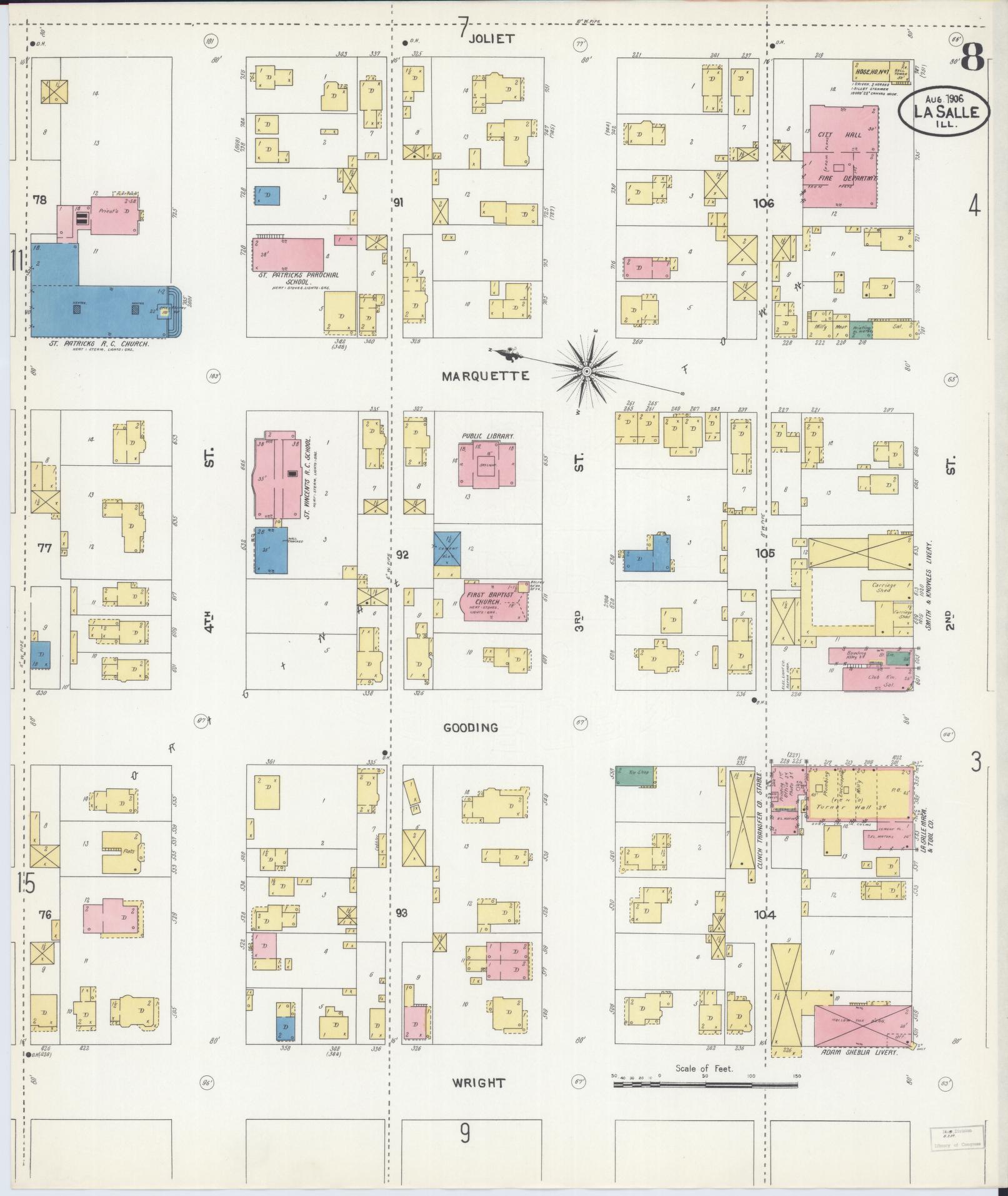 Sanborn Fire Insurance Map from La Salle, La Salle County, Illinois (1906), Sheet #0008 - Complete Map Set gallery image, historic Sanborn map, vintage wall art, Illinois Illinois