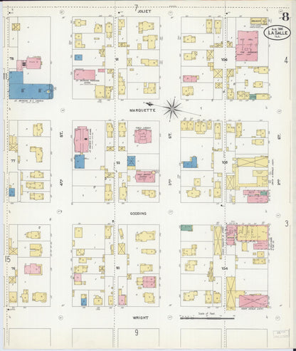 Sanborn Fire Insurance Map from La Salle, La Salle County, Illinois (1906), Sheet #0008 - Complete Map Set gallery image, historic Sanborn map, vintage wall art, Illinois Illinois