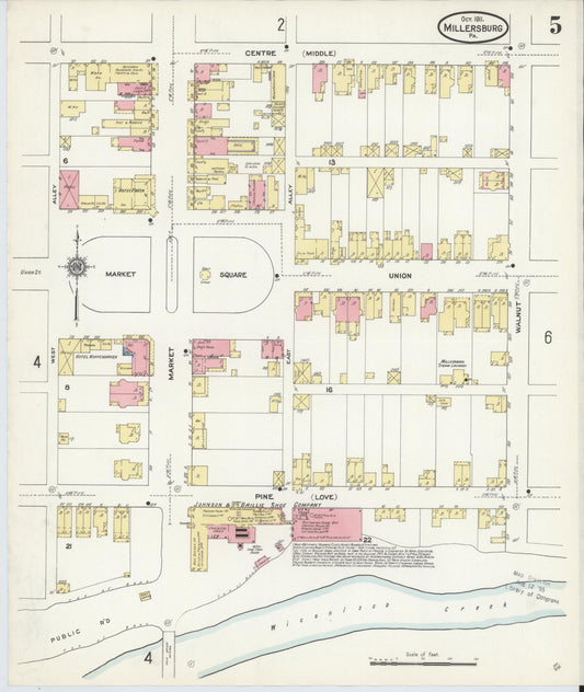 Sanborn Fire Insurance Map from Millersburg, Dauphin County, Pennsylvania (1911), Sheet #0005 - Historic Sanborn Fire Insurance Map Print, vintage old map wall art, antique decor, genealogy gift, Pennsylvania Pennsylvania map