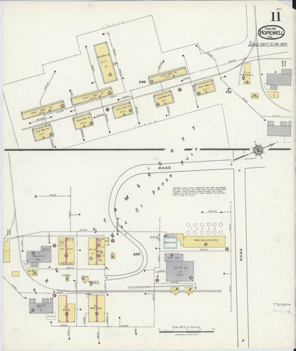 Sanborn Fire Insurance Map from Hopewell, Independent Cities, Virginia (1921), Sheet #0011 - Historic Sanborn Fire Insurance Map Print, vintage old map wall art, antique decor, genealogy gift, Virginia Virginia map