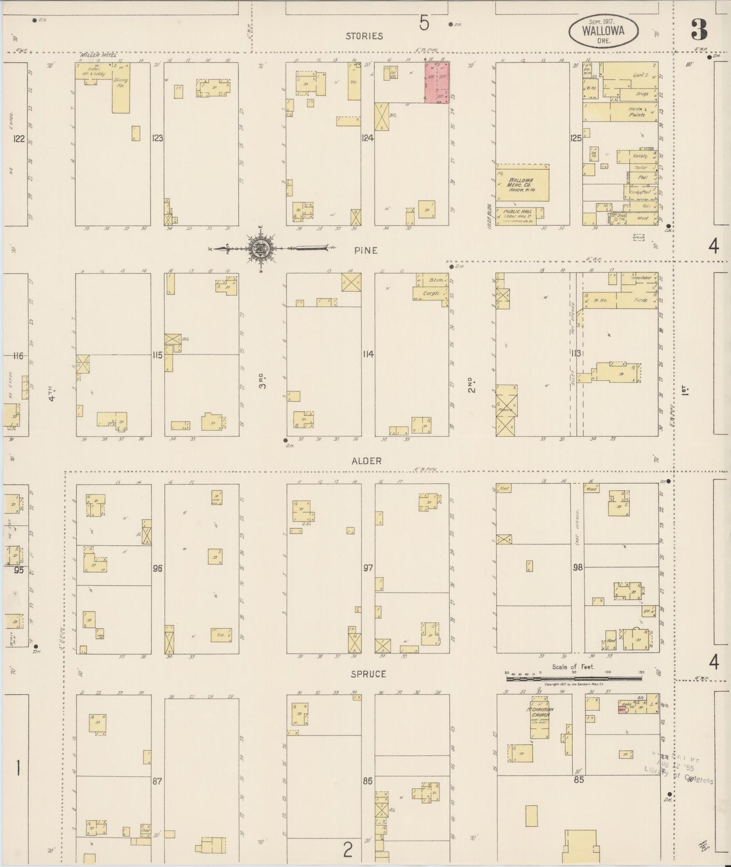 Sanborn Fire Insurance Map from Wallowa, Wallowa County, Oregon (1917), Sheet #0003 - Complete Map Set gallery image, historic Sanborn map, vintage wall art, Oregon Oregon
