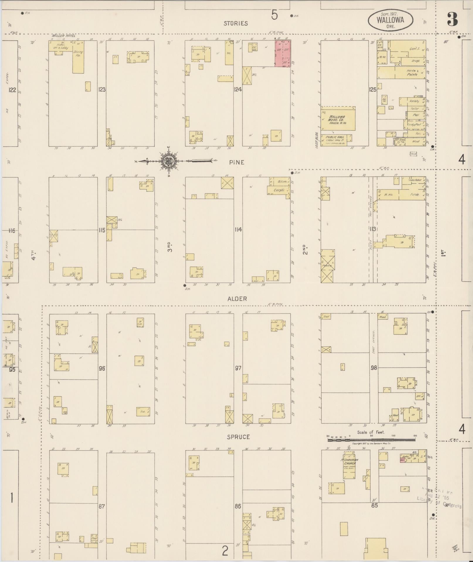 Sanborn Fire Insurance Map from Wallowa, Wallowa County, Oregon (1917), Sheet #0003 - Complete Map Set gallery image, historic Sanborn map, vintage wall art, Oregon Oregon