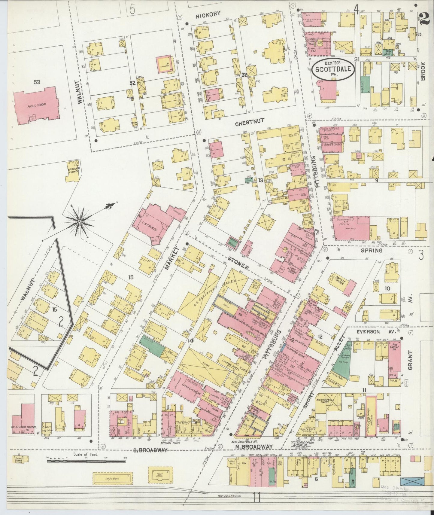 Sanborn Fire Insurance Map from Scottdale, Westmoreland County, Pennsylvania (1903), Sheet #0002 - Complete Map Set gallery image, historic Sanborn map, vintage wall art, Pennsylvania Pennsylvania