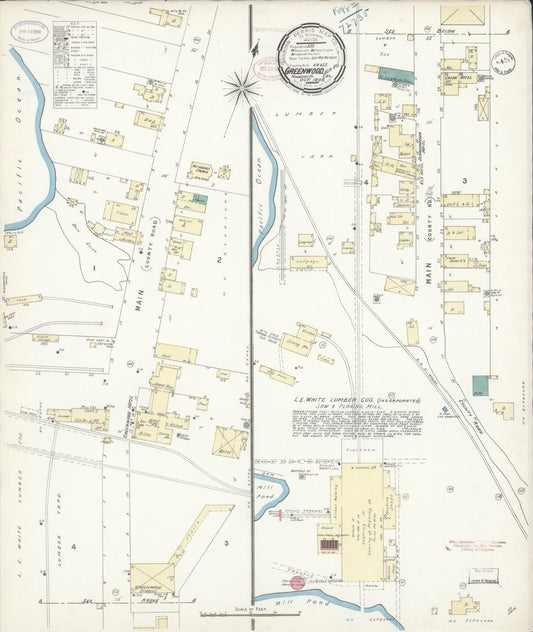 Sanborn Fire Insurance Map from Greenwood, Mendocino County, California (1898), Sheet #0001 - Historic Sanborn Fire Insurance Map Print, vintage old map wall art, antique decor, genealogy gift, California California map