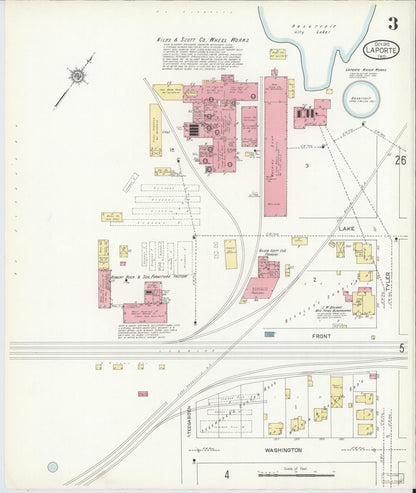 Sanborn Fire Insurance Map from La Porte, La Porte County, Indiana (1912), Sheet #0003 - Historic Sanborn Fire Insurance Map Print, vintage old map wall art, antique decor, genealogy gift, Indiana Indiana map