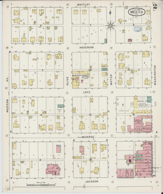 Sanborn Fire Insurance Map from Mexico, Audrain County, Missouri (1894), Sheet #0002 - Historic Sanborn Fire Insurance Map Print, vintage old map wall art, antique decor, genealogy gift, Missouri Missouri map