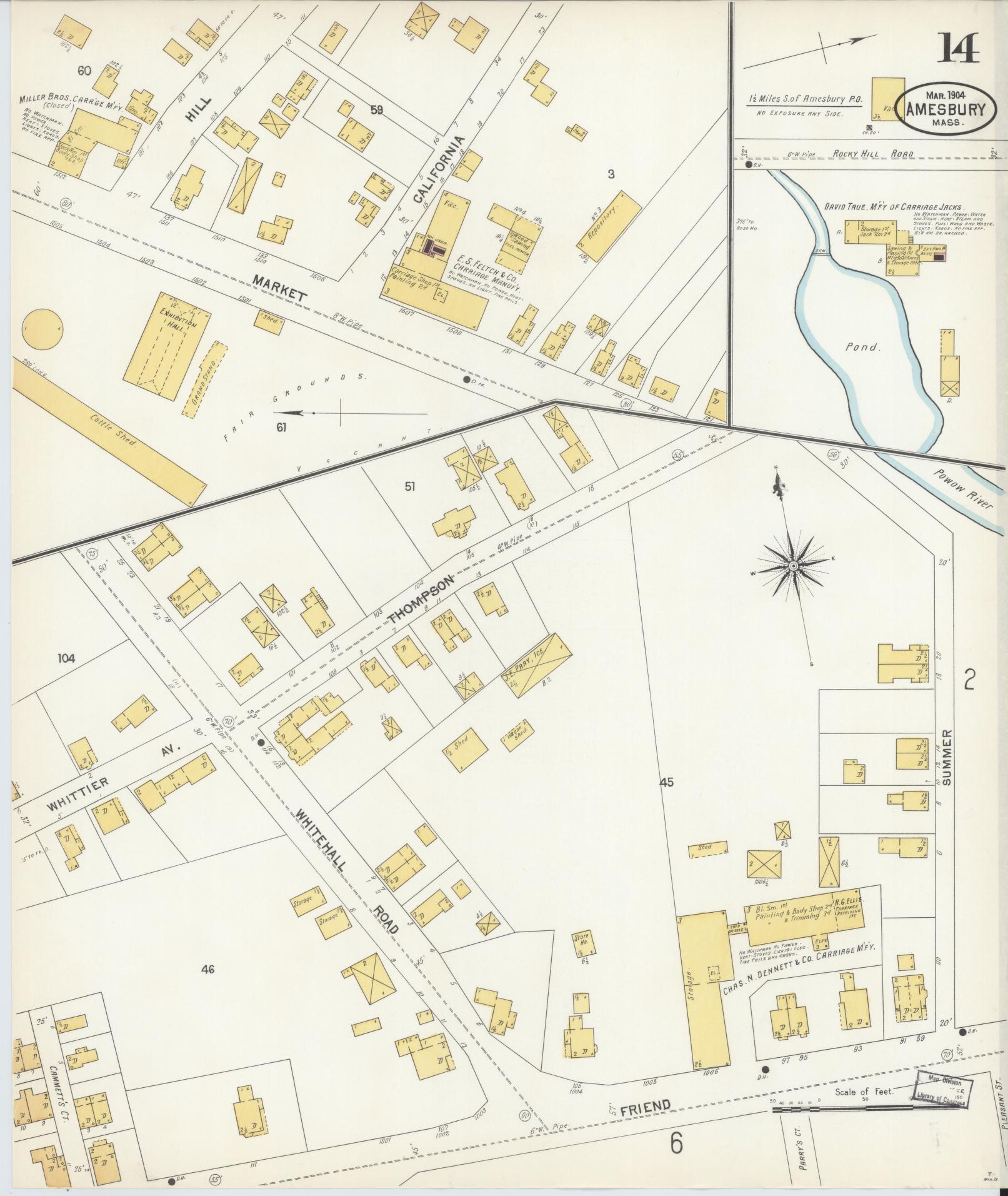 Sanborn Fire Insurance Map from Amesbury, Essex County, Massachusetts (1904), Sheet #0014 - Complete Map Set gallery image, historic Sanborn map, vintage wall art, Massachusetts Massachusetts