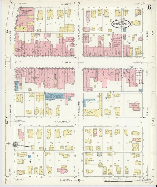 Sanborn Fire Insurance Map from Kendallville, Noble County, Indiana (1914), Sheet #0006 - Historic Sanborn Fire Insurance Map Print, vintage old map wall art, antique decor, genealogy gift, Indiana Indiana map