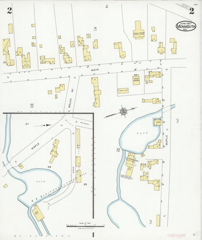 Sanborn Fire Insurance Map from Monmouth, Kennebec County, Maine (1927), Sheet #0002 - Complete Map Set gallery image, historic Sanborn map, vintage wall art, Maine Maine