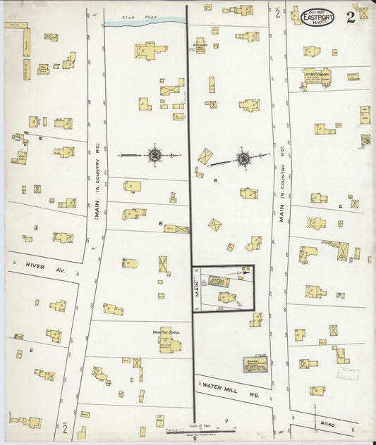 Sanborn Fire Insurance Map from Eastport, Suffolk County, New York (1920), Sheet #0002 - Historic Sanborn Fire Insurance Map Print, vintage old map wall art, antique decor, genealogy gift, New York New York map