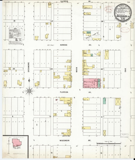 Sanborn Fire Insurance Map from Greensburg, Kiowa County, Kansas (1899), Sheet #0001 - Historic Sanborn Fire Insurance Map Print, vintage old map wall art, antique decor, genealogy gift, Kansas Kansas map