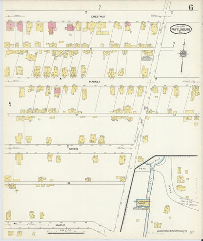 Sanborn Fire Insurance Map from Mifflinburg, Union County, Pennsylvania (1913), Sheet #0006 - Historic Sanborn Fire Insurance Map Print, vintage old map wall art, antique decor, genealogy gift, Pennsylvania Pennsylvania map