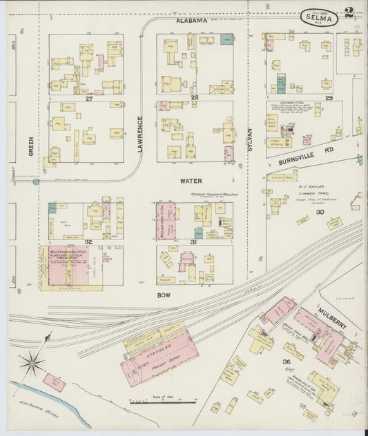 Sanborn Fire Insurance Map from Selma, Dallas County, Alabama (1889), Sheet #0002 - Historic Sanborn Fire Insurance Map Print, vintage old map wall art, antique decor, genealogy gift, Alabama Alabama map