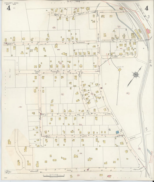 Sanborn Fire Insurance Map from Cohasset, Norfolk County, Massachusetts (1940), Sheet #0004 - Historic Sanborn Fire Insurance Map Print, vintage old map wall art, antique decor, genealogy gift, Massachusetts Massachusetts map
