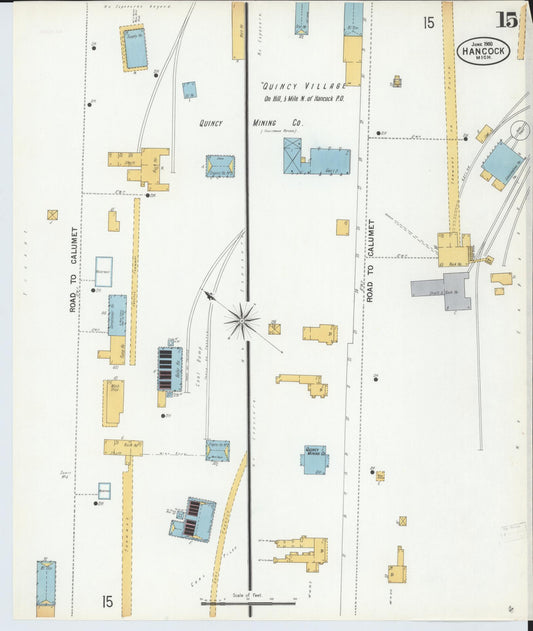 Sanborn Fire Insurance Map from Houghton, Houghton County, Michigan (1900), Sheet #0015 - Historic Sanborn Fire Insurance Map Print, vintage old map wall art, antique decor, genealogy gift, Michigan Michigan map