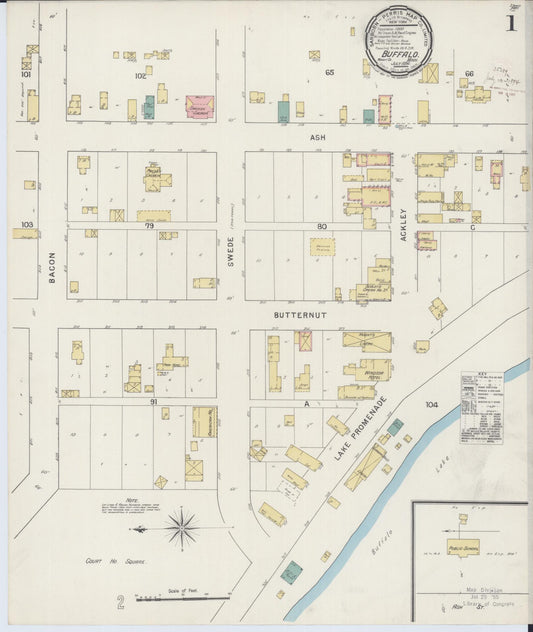 Sanborn Fire Insurance Map from Buffalo, Wright County, Minnesota (1894), Sheet #0001 - Historic Sanborn Fire Insurance Map Print, vintage old map wall art, antique decor, genealogy gift, Minnesota Minnesota map