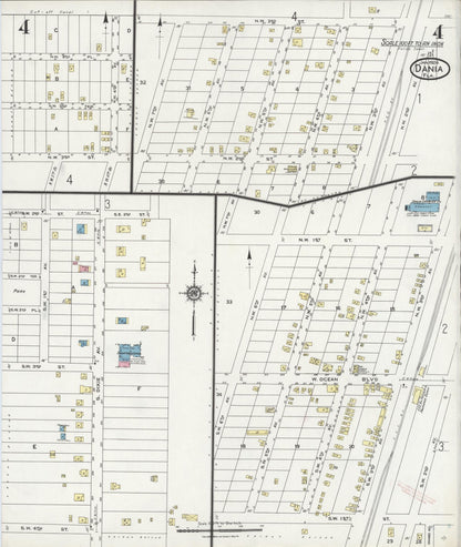 Sanborn Fire Insurance Map from Dania, Broward County, Florida (1924), Sheet #0004 - Complete Map Set gallery image, historic Sanborn map, vintage wall art, Florida Florida