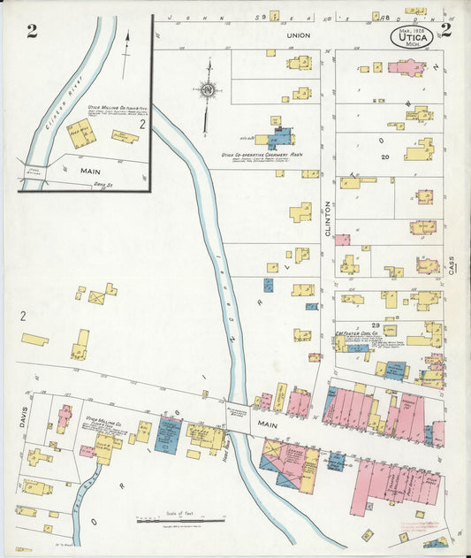 Sanborn Fire Insurance Map from Utica, Macomb County, Michigan (1926), Sheet #0002 - Historic Sanborn Fire Insurance Map Print, vintage old map wall art, antique decor, genealogy gift, Michigan Michigan map