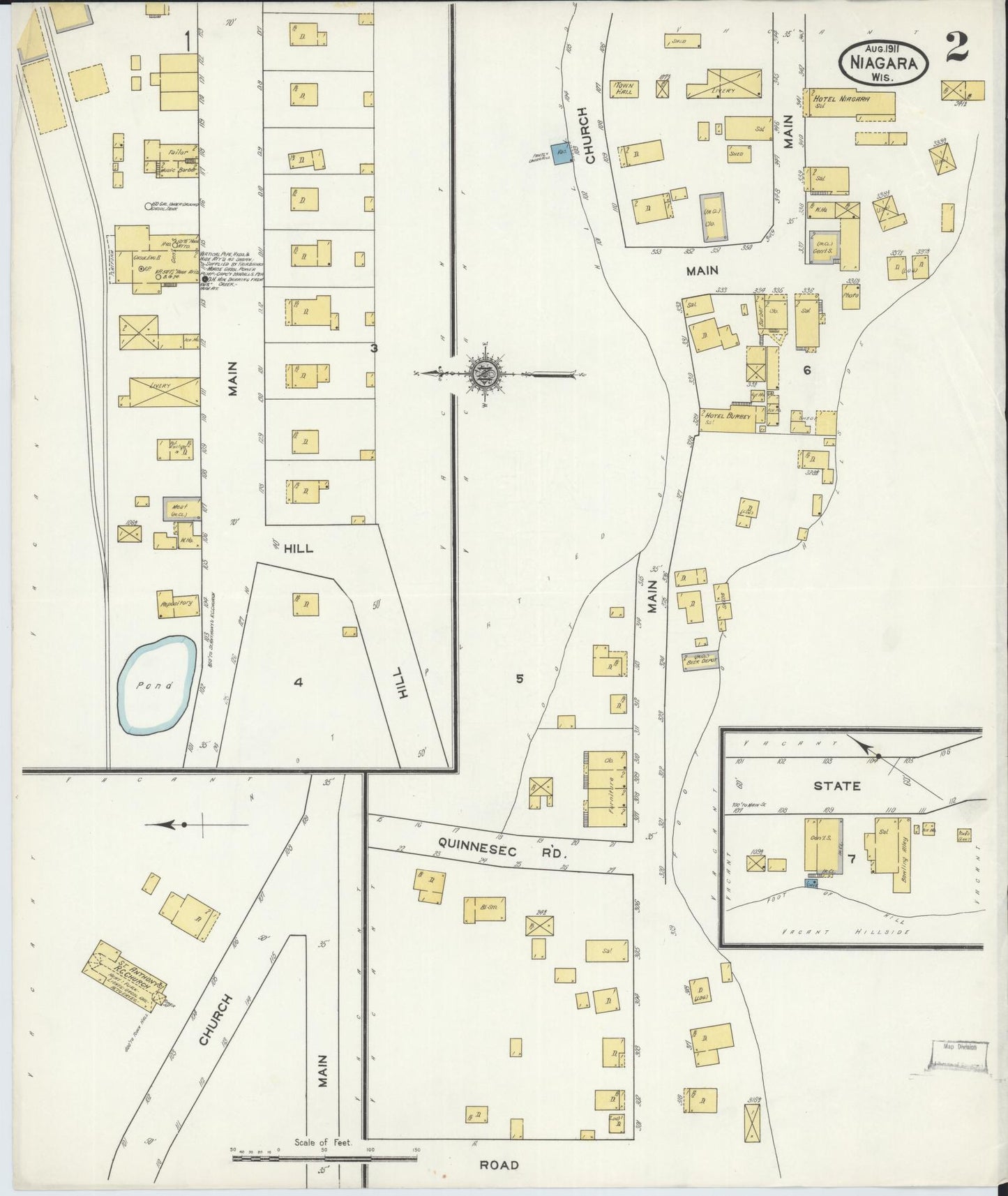 Sanborn Fire Insurance Map from Niagara, Marinette County, Wisconsin (1911), Sheet #0002 - Historic Sanborn Fire Insurance Map Print, vintage old map wall art, antique decor, genealogy gift, Wisconsin Wisconsin map