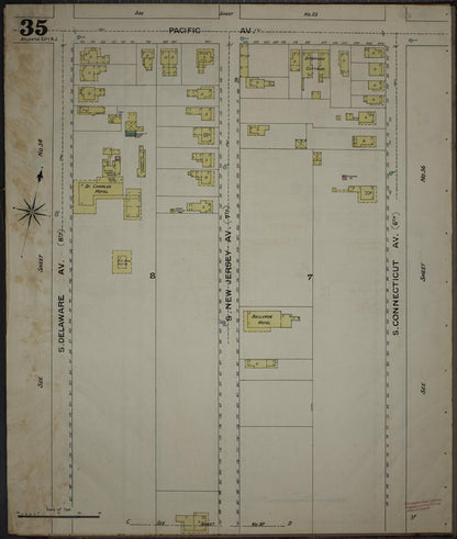 Sanborn Fire Insurance Map from Atlantic City, Atlantic County, New Jersey (1886), Sheet #0035 - Complete Map Set gallery image, historic Sanborn map, vintage wall art, New Jersey New Jersey
