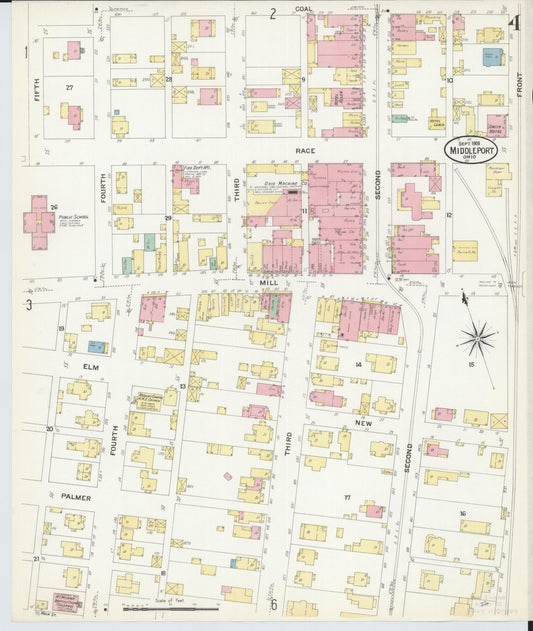Sanborn Fire Insurance Map from Middleport, Meigs County, Ohio (1908), Sheet #0004 - Historic Sanborn Fire Insurance Map Print, vintage old map wall art, antique decor, genealogy gift, Ohio Ohio map