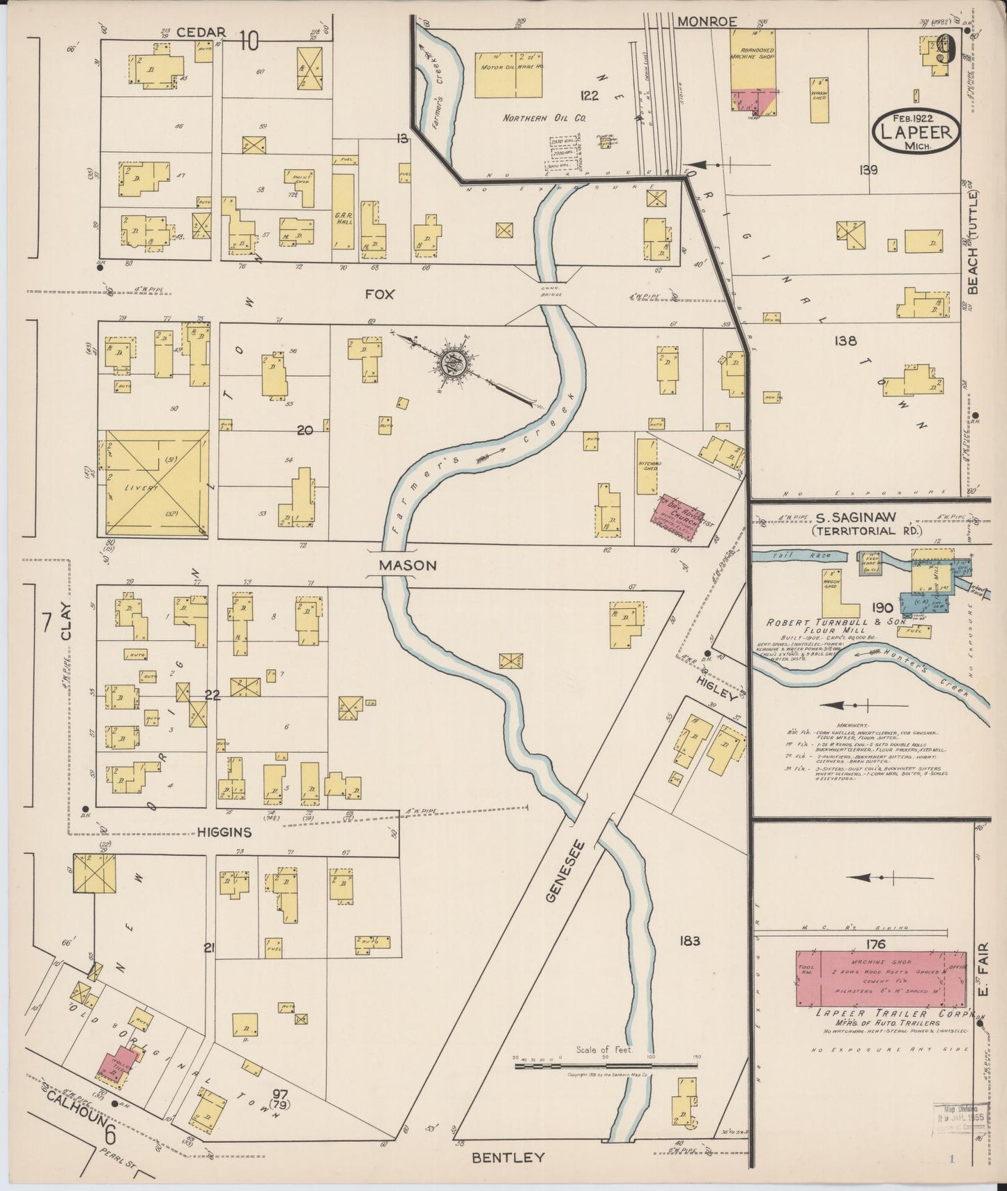 Sanborn Fire Insurance Map from Lapeer, Lapeer County, Michigan (1922), Sheet #0009 - Complete Map Set gallery image, historic Sanborn map, vintage wall art, Michigan Michigan
